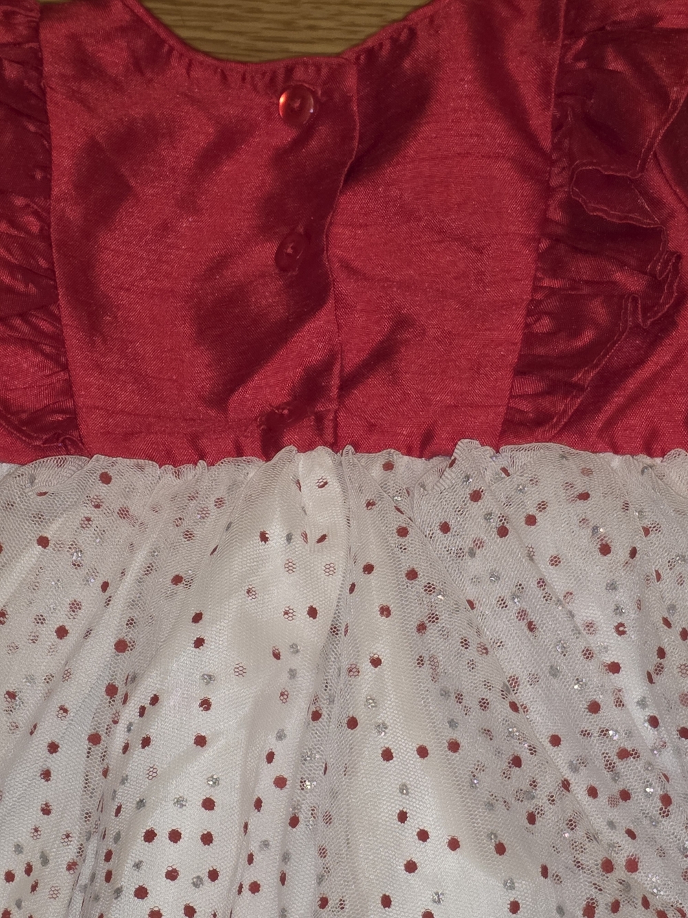 Mia & Mimi Girls Red and White Sparkle Tulle Party Dress - Picture 8 of 9